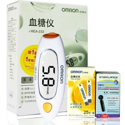 歐姆龍血糖儀HEA-232型電子血糖測(cè)試儀家用 帶25條試紙+采血針